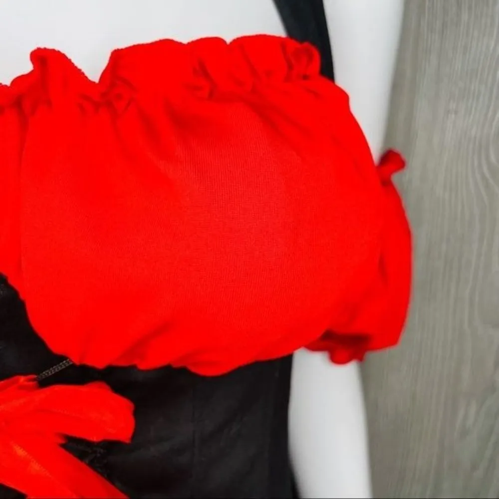 Steam punk rock black patchwork corset front dress costume cosplay Halloween - Image 4