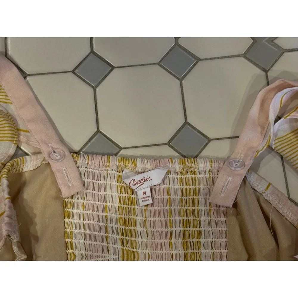 Candie’s Juniors Medium Pink Yellow & Crème Striped Jumpsuit - Image 12