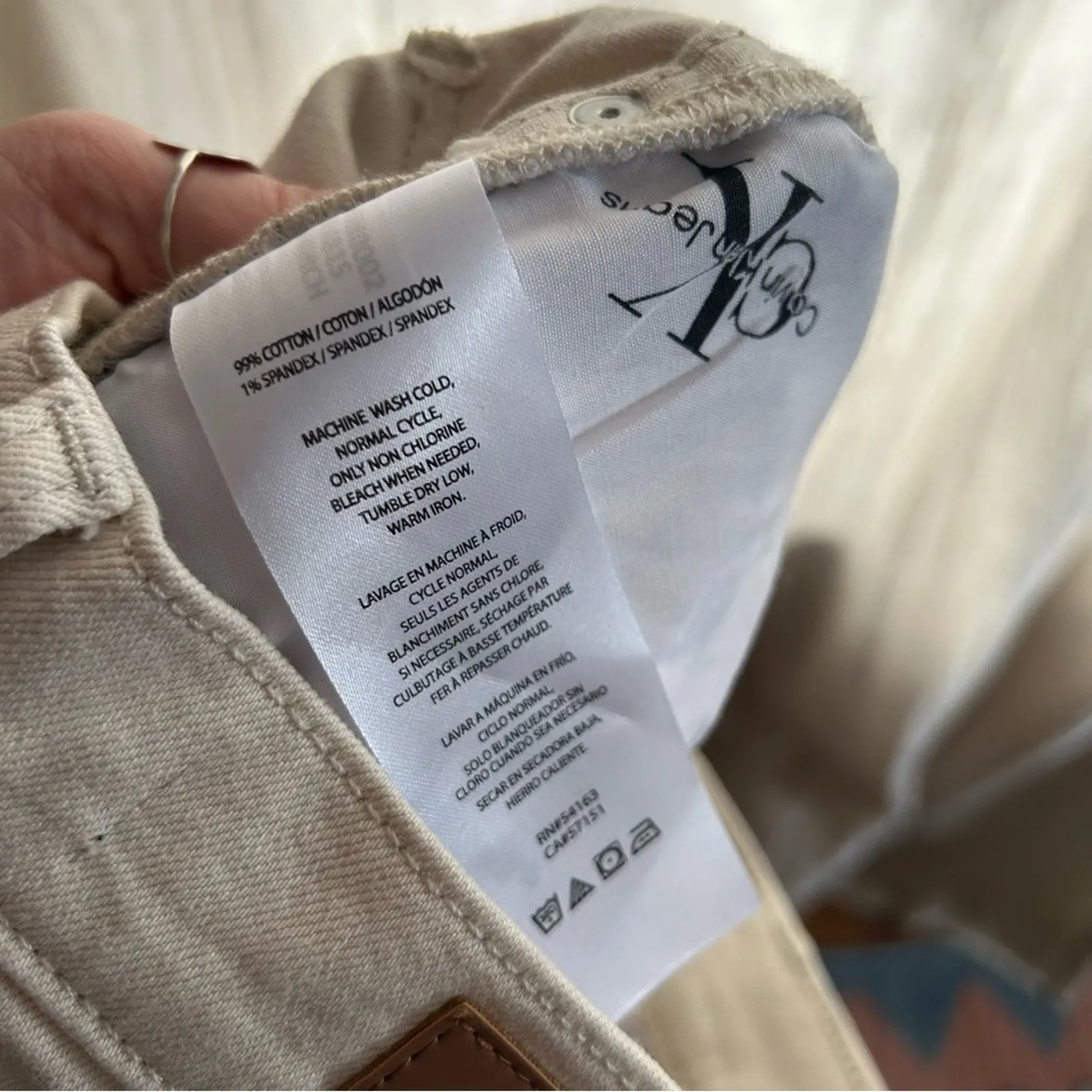 Calvin Klein Carpenter Jeans Utility High Rise Straight Leg Ecru Cream NWT 27P‎ - Image 8