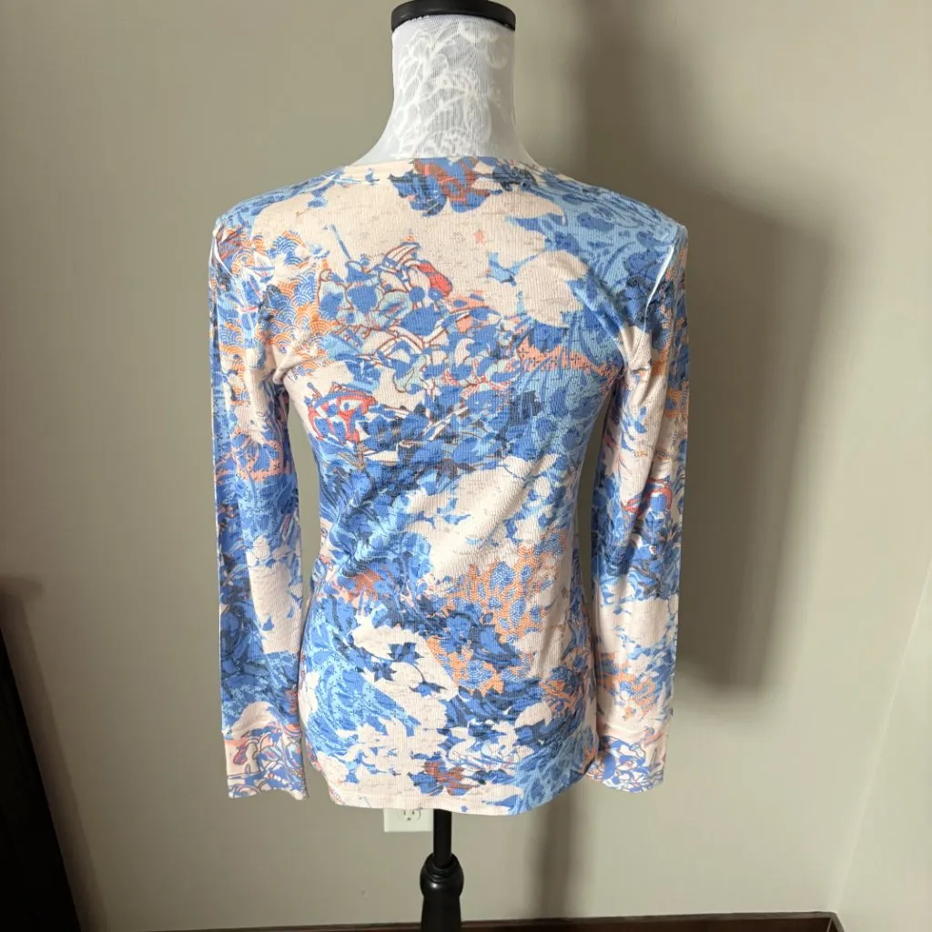 Sundance Whimsy Rose Womens Waffle Weave Colorful Top Long Sleeve Small - Image 4