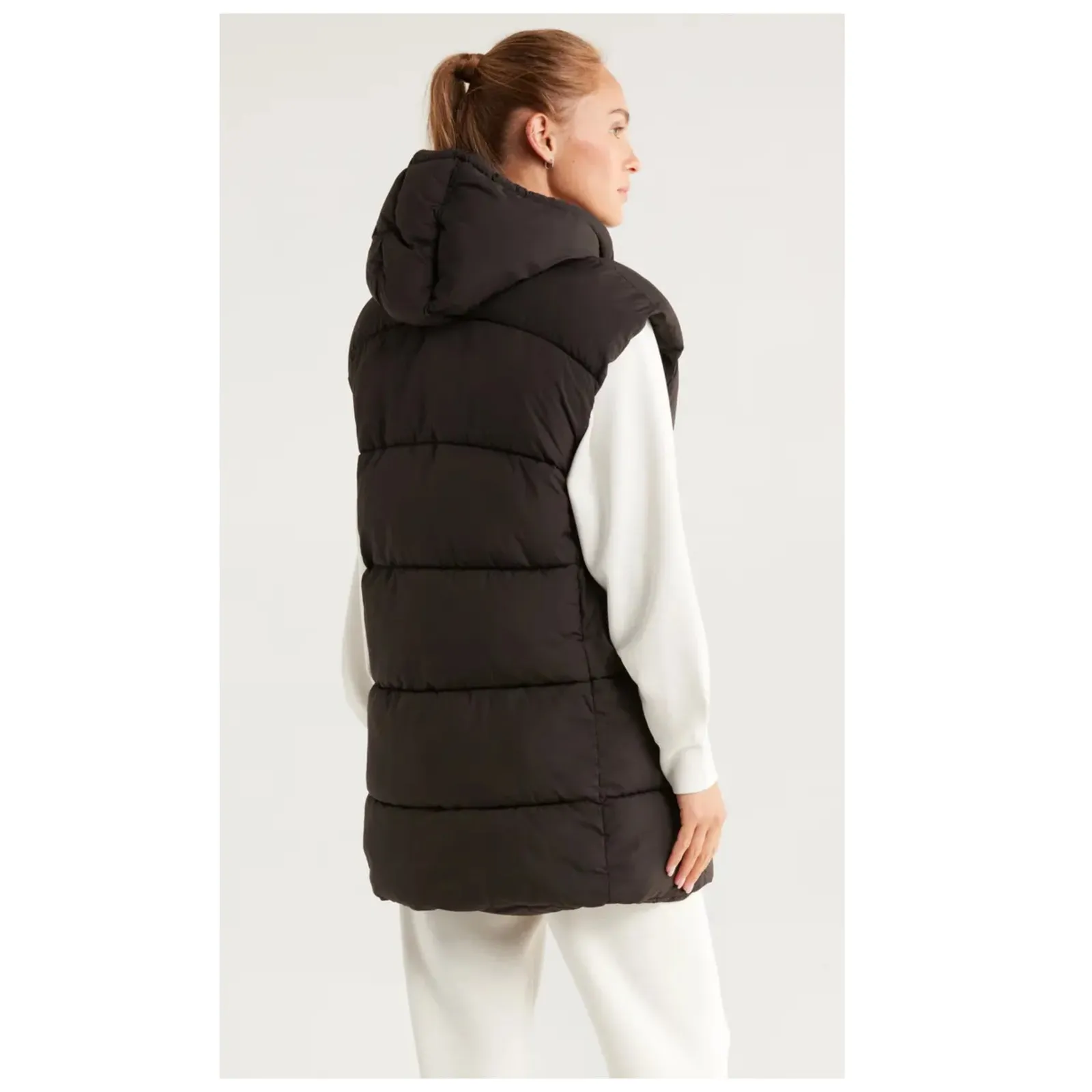 Zella Longline Hooded Puffer Vest Size Small - Image 2