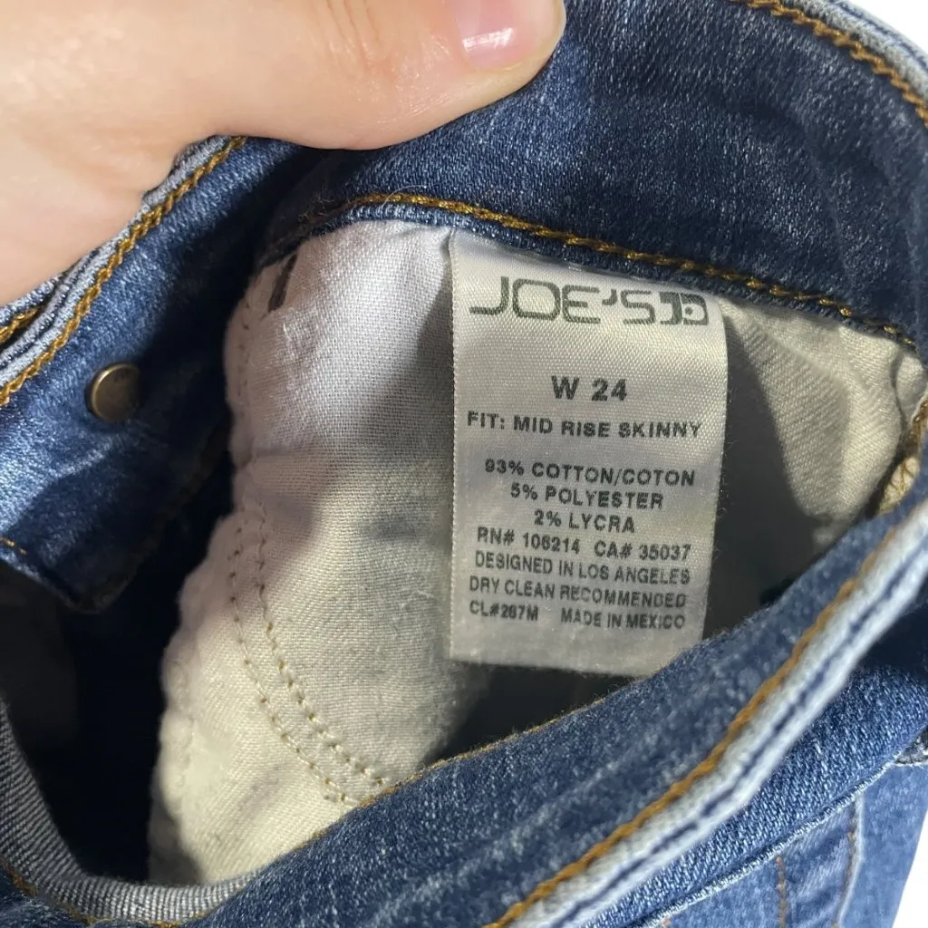 Joes Jeans Womens Size 24 Mid Rise Distressed Skinny Fit Blue Denim - Image 3