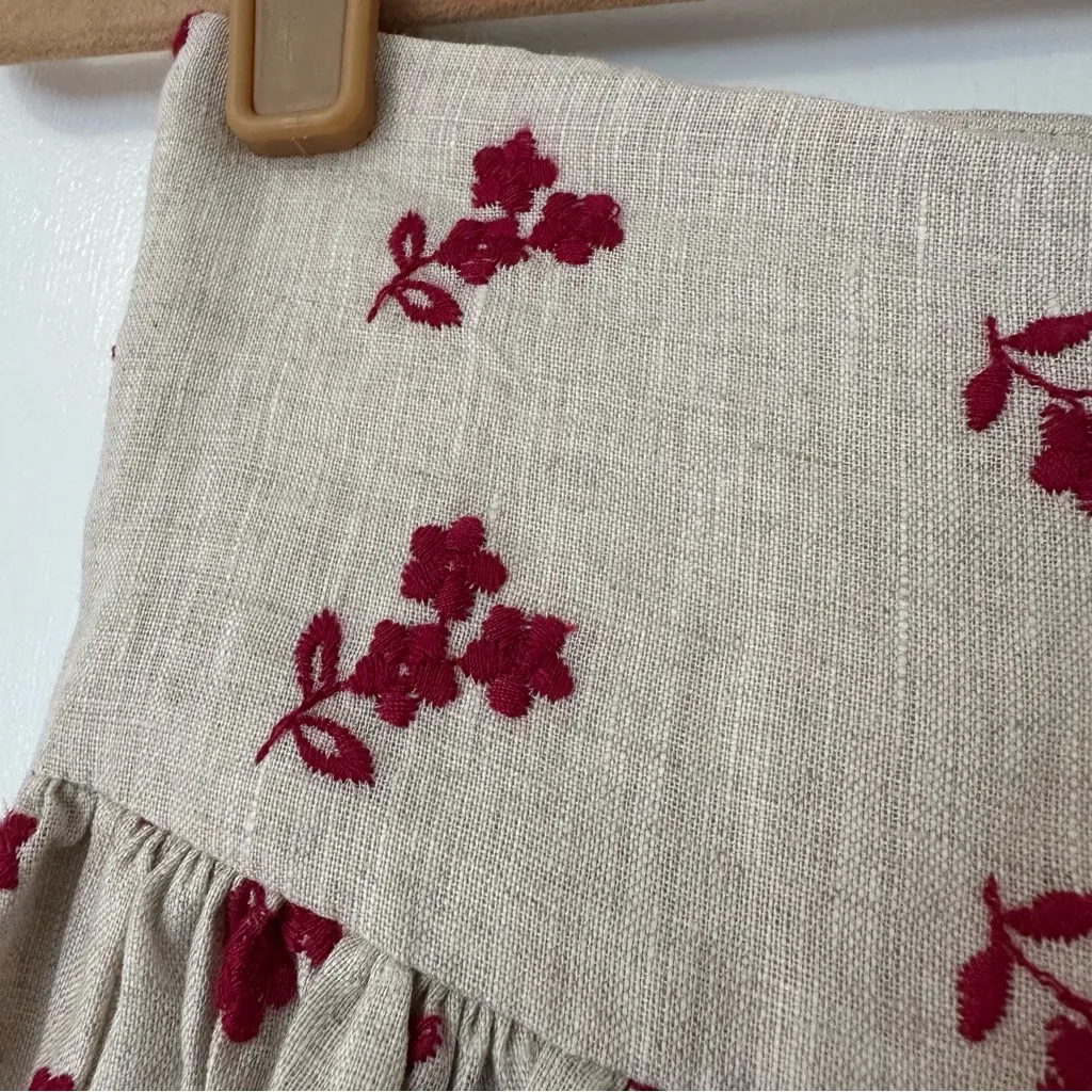 Dos Marquesas Baya Del Bosque Embroidered Linen Ankle Skirt Womens Small New - Image 5