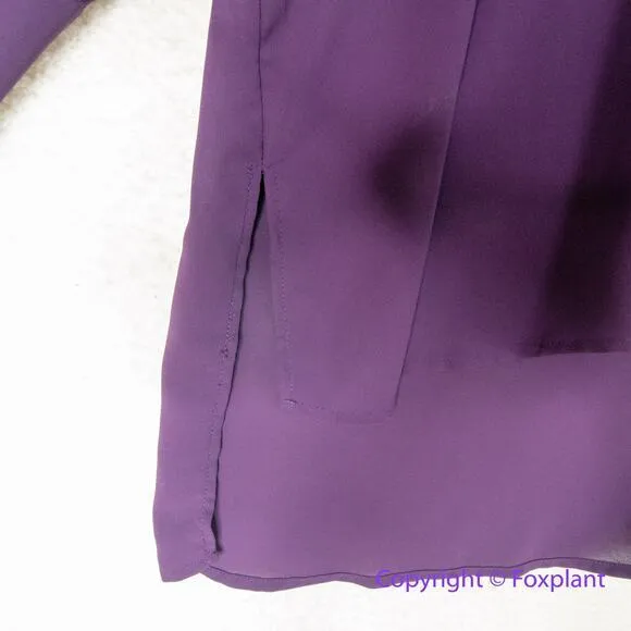 New! Eloquii‎  Purple Plum Long Tunic Hi Low Sheer V-Neck, Women's  Plus Size 22 - Image 5
