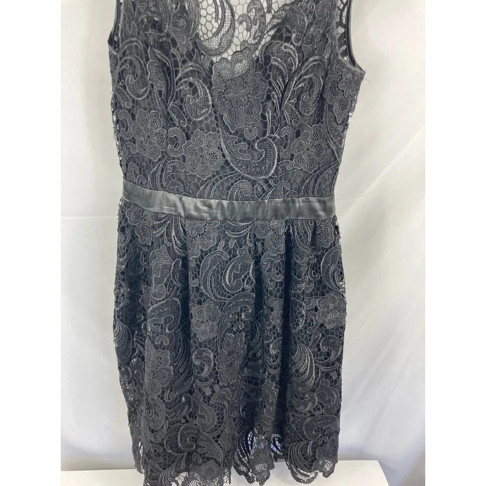 Aidan Mattox Black Lace Sleeveless Dress Size 6 - Image 3