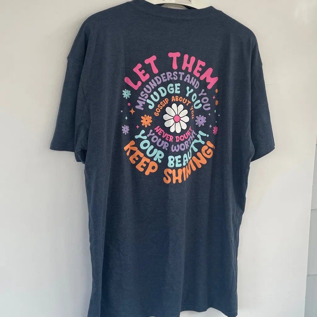 Let Them by Love in Faith Blue Short Sleeve Tee with Inspirational Graphic XL - Image 9