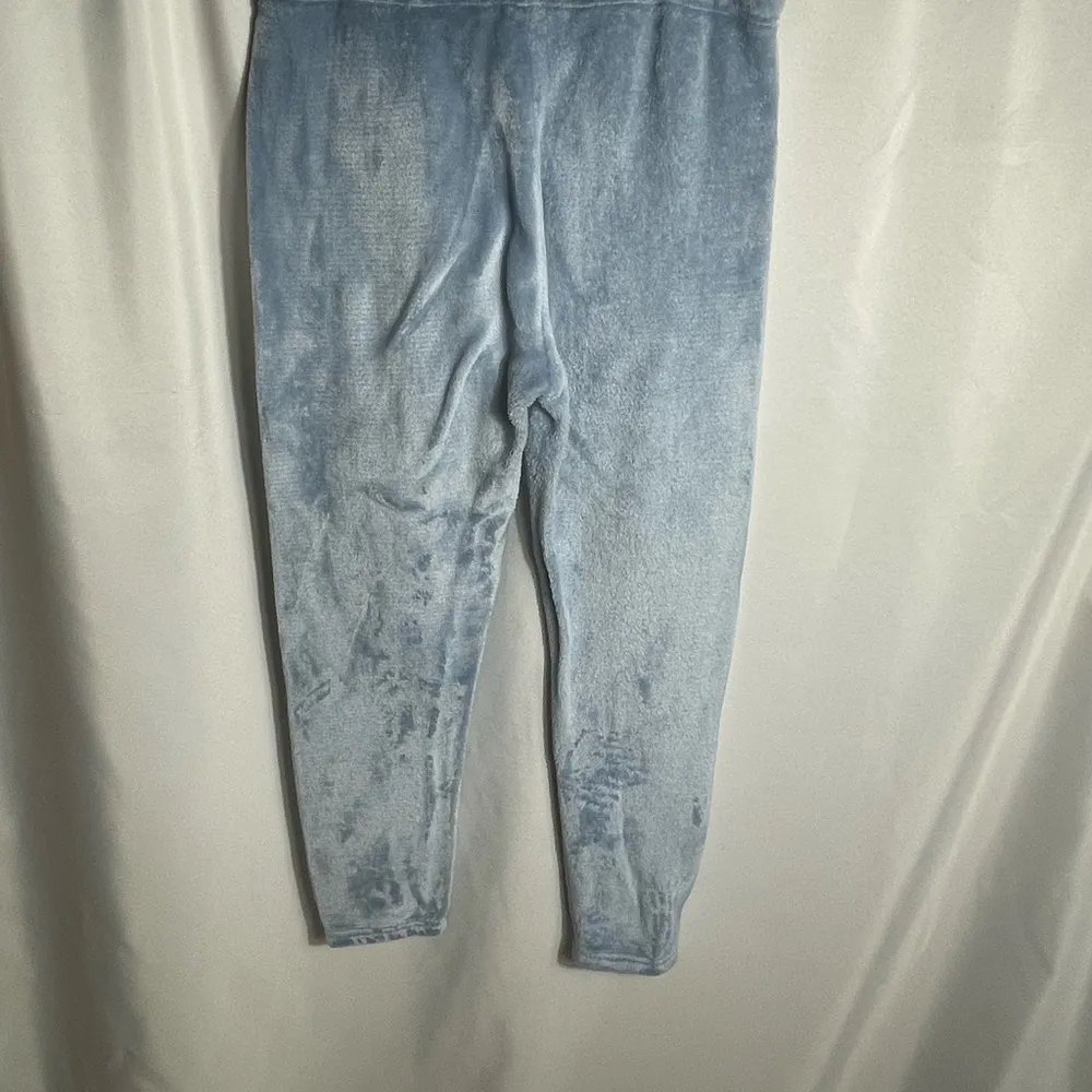 Mighty Fine Plush Joggers L Blue Heart Eyes Smiley Lounge Pants Cozy Fleece - Image 3