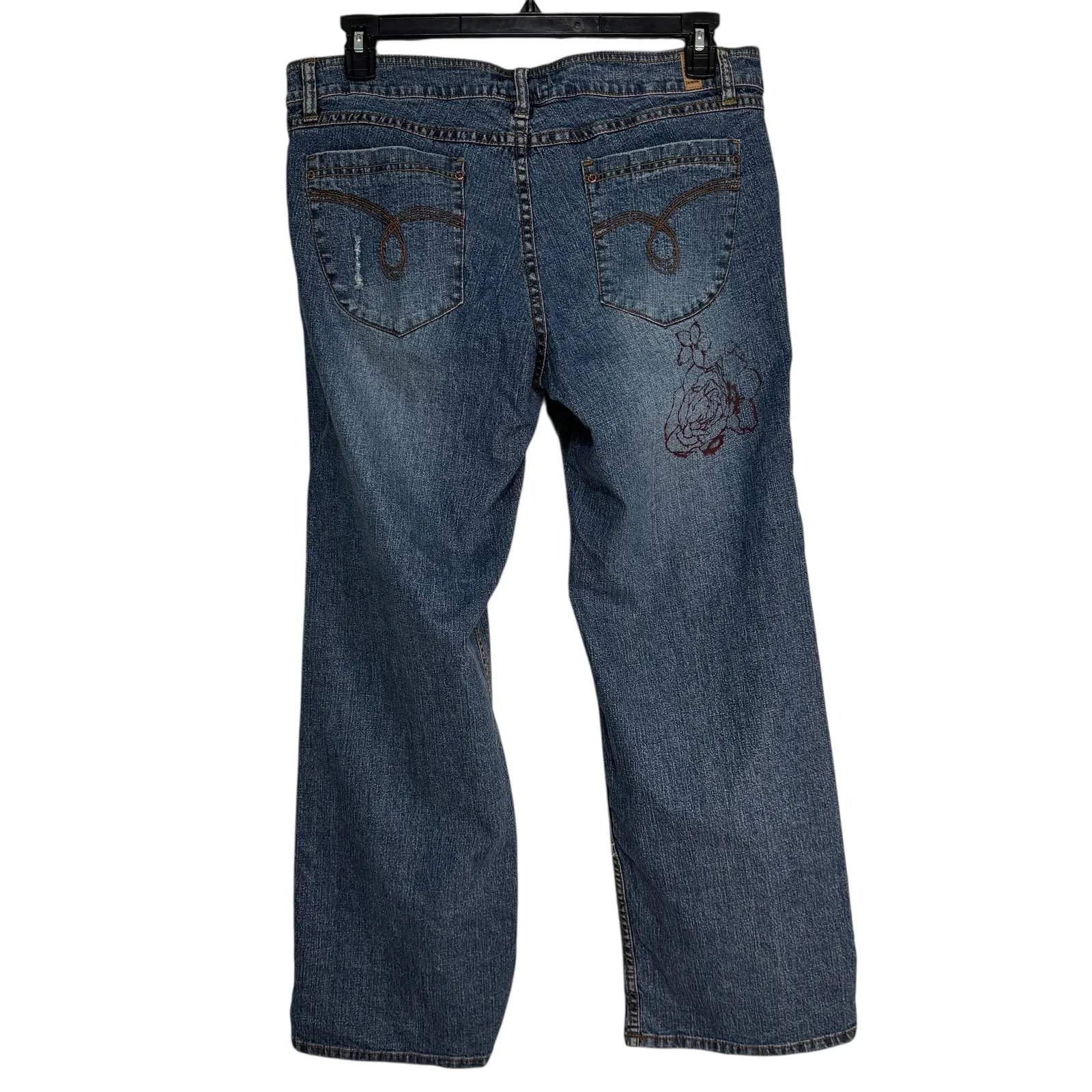 Squeeze Jeans Women's 16W Embroidered Flower Bootcut Denim Pants Blue - Image 10