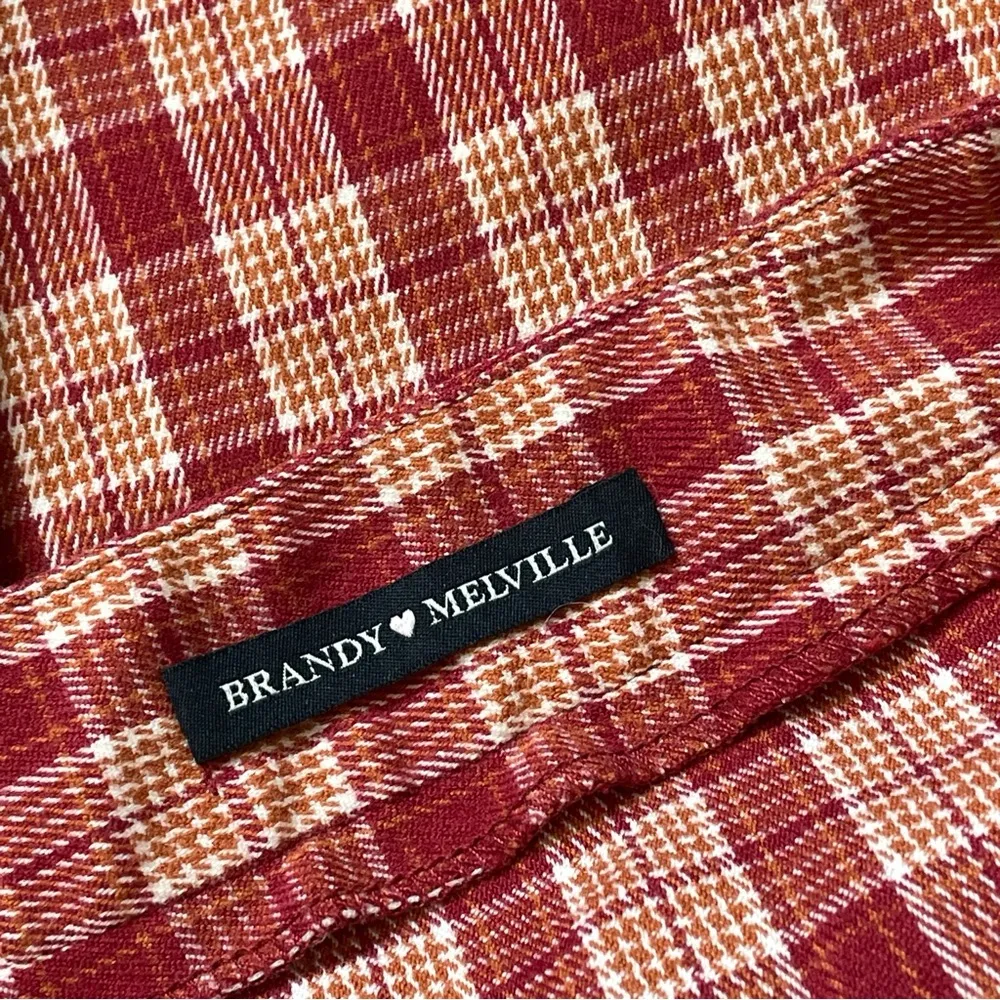 Brandy Melville Skirt y2k plaid belted wrap mini red womens (one size) school - Image 2