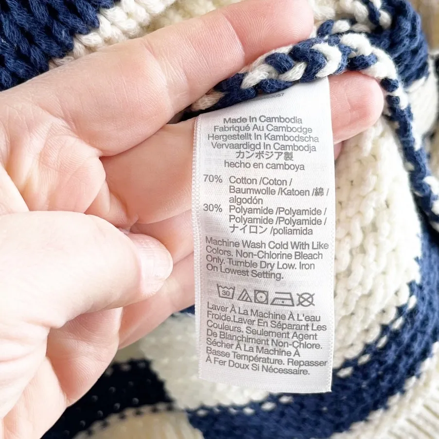 Madewell Boatneck Cotton Striped Knit Sweater Blue White Small - Image 5