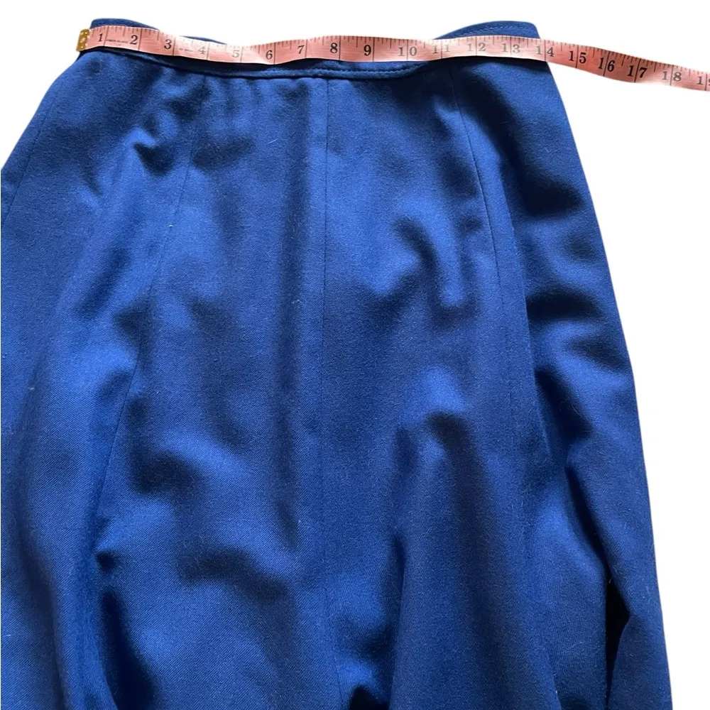 NWT 80s Vintage Royal Blue 100% Wool Giorgio Sant’Angelo Midi Trumpet Skirt 10 - Image 6