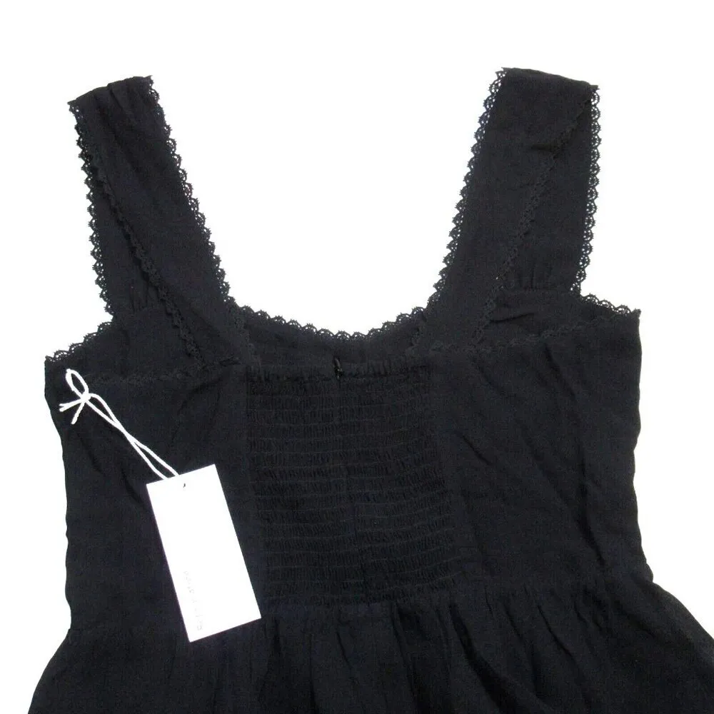 NWT Reformation Hedda in Black Lace Trim Tiered Midi Tank Dress 6 - Image 2
