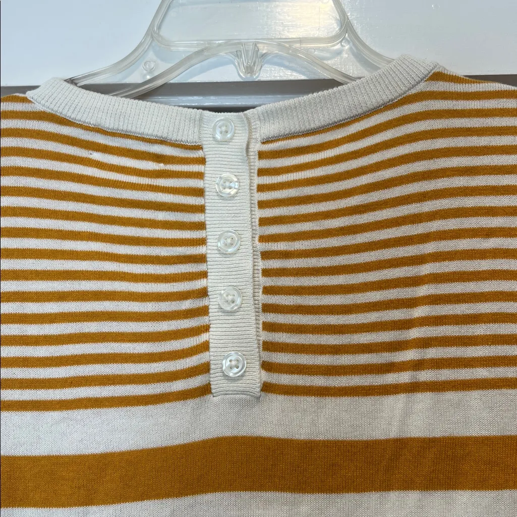 Market & Spruce Mustard and White Striped Knit lightweight sweater size large. - Image 7