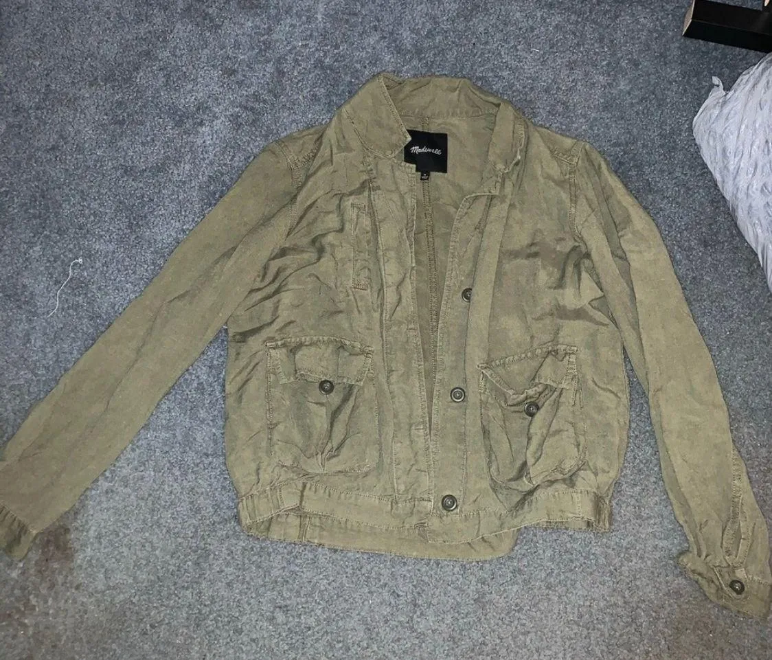 Olive Green linen blend cargo Jacket - Image 6