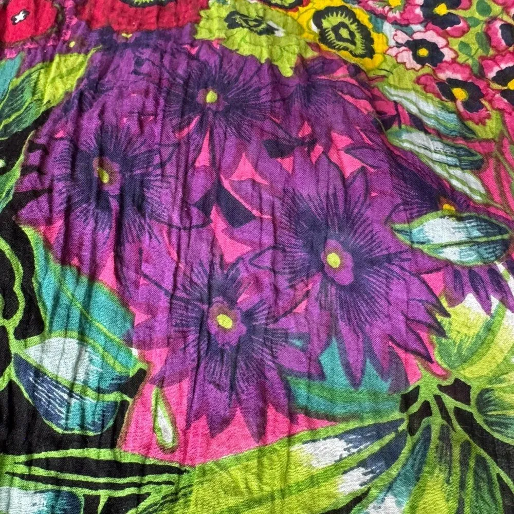 Vintage Boho Floral Skirt – Crinkle India Cotton Indie Sleaze‎ festival Black Size M - Image 9