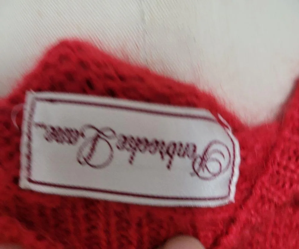 15 Vintage Penbrooke Lane red boyfriend mohair blend cardigan size large - Image 7