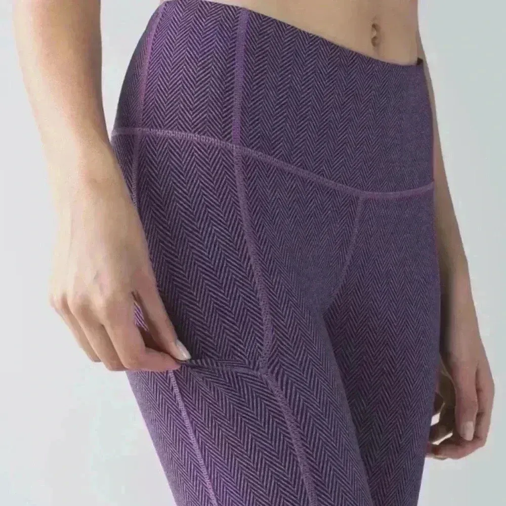 Lululemon Rebel Runner Crop Herringbone Purple 4 - Image 7