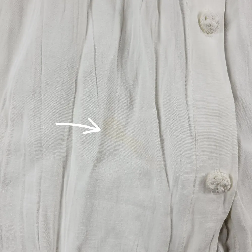 VTG Melrose Summer Maxi Skirt Womens S White Crinkle Crochet Buttons Lined - Image 4