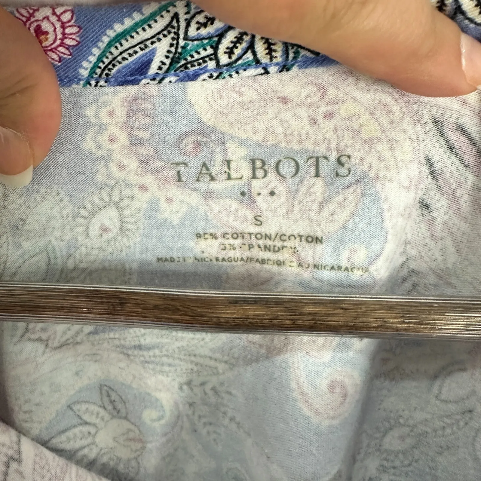 Talbots Sleeveless Top Small Blue‎ Paisley Cotton Tank Coastal Grandma Preppy - Image 2