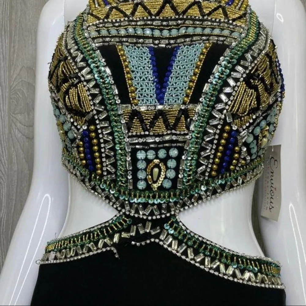 Nwt envious couture beaded rhinestone dress / gown prom formal sleeveless dress Size 6 - Image 4