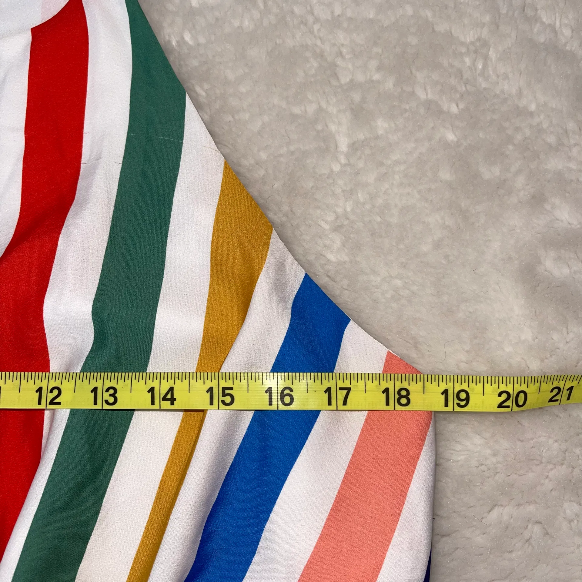 Tyche White & Rainbow Striped Keyhole Tie Front Tank Top - Image 9