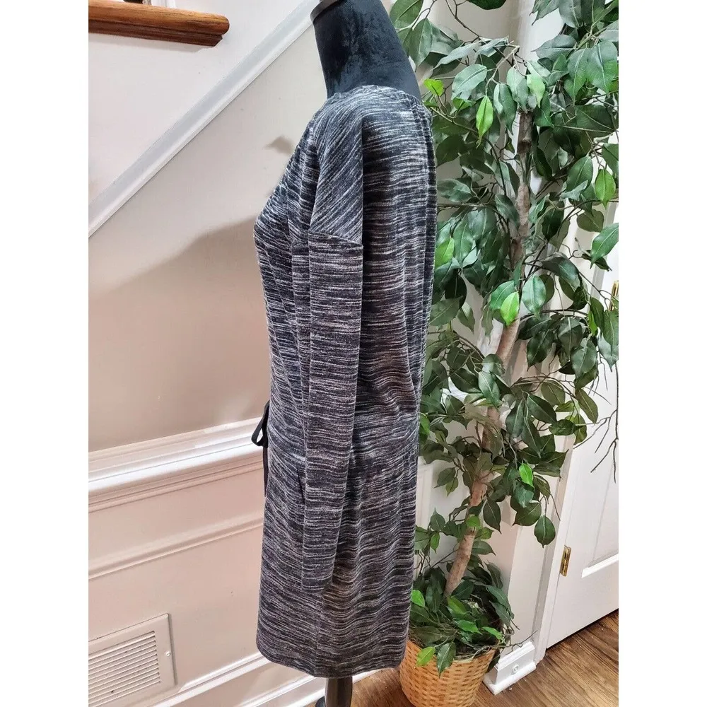 Ann Taylor Women's Gray Polyester Round Neck Long Sleeve Knee Length Dress Small - Image 8