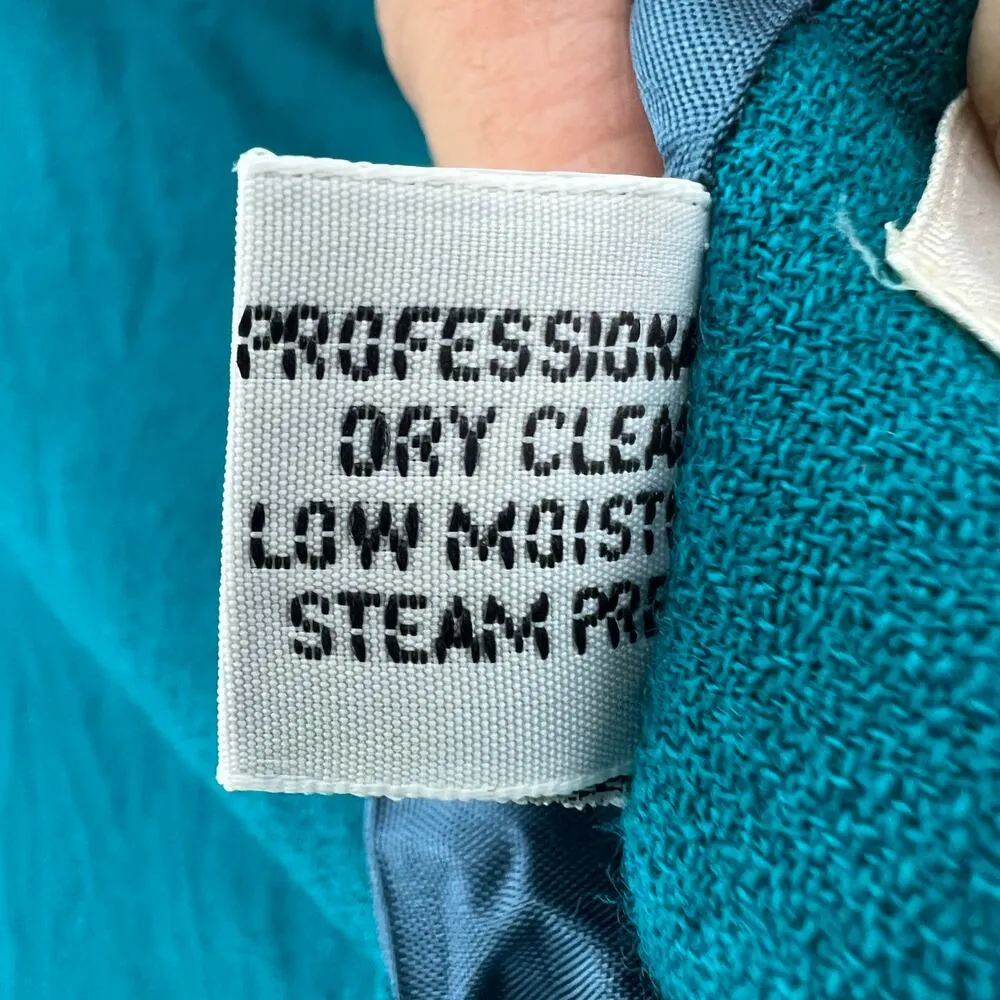 Kirkland Hall (14) American VINTAGE 80s Womens Teal Green Fitted Wool Blazer - Image 13