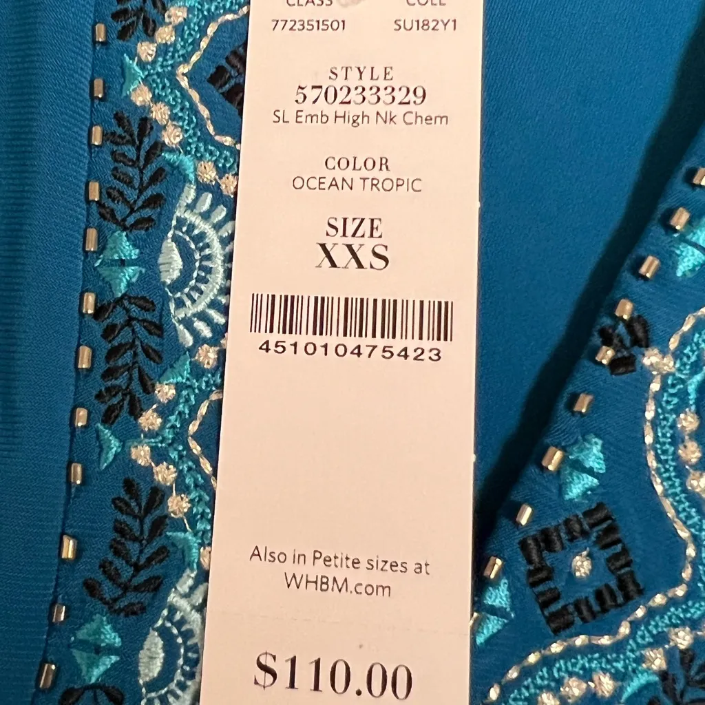 White House Black Market Blue Sleeveless Dress - Size  XXS - NWT - Image 6