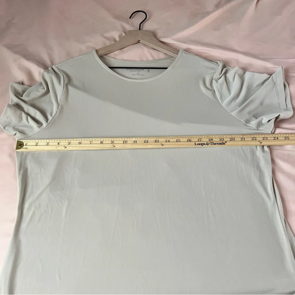 Susan Graver Essentials Stretch Jersey Knit Casual Tan Short Sleeve Top Size XL - Image 9