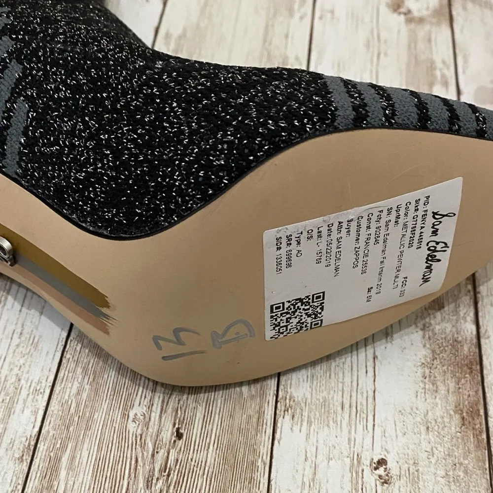 “Fenya” Metallic Pewter Multi Knit Sock Booties Size 6 - Image 12