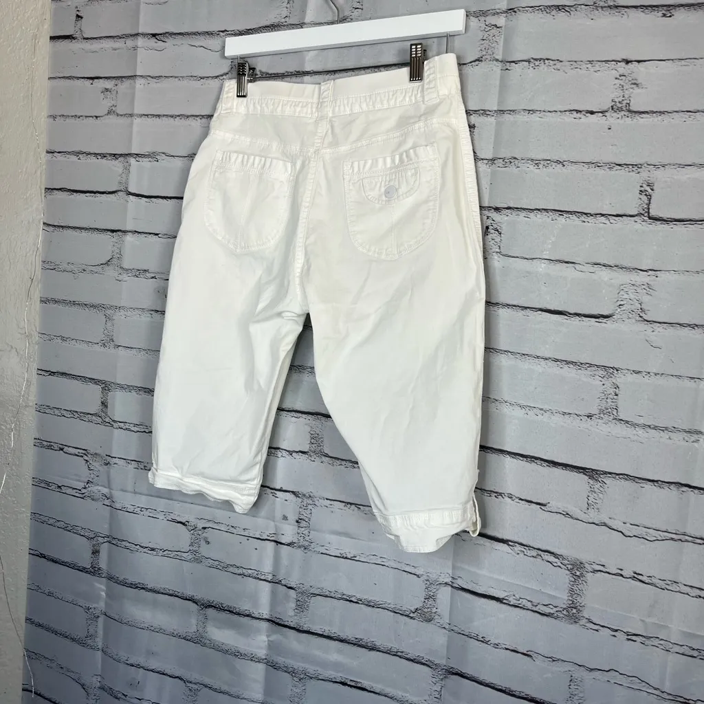 Lee White Easy Fit Bermuda Shorts 8P Double-Button Waist Preppy Summer Cropped - Image 9