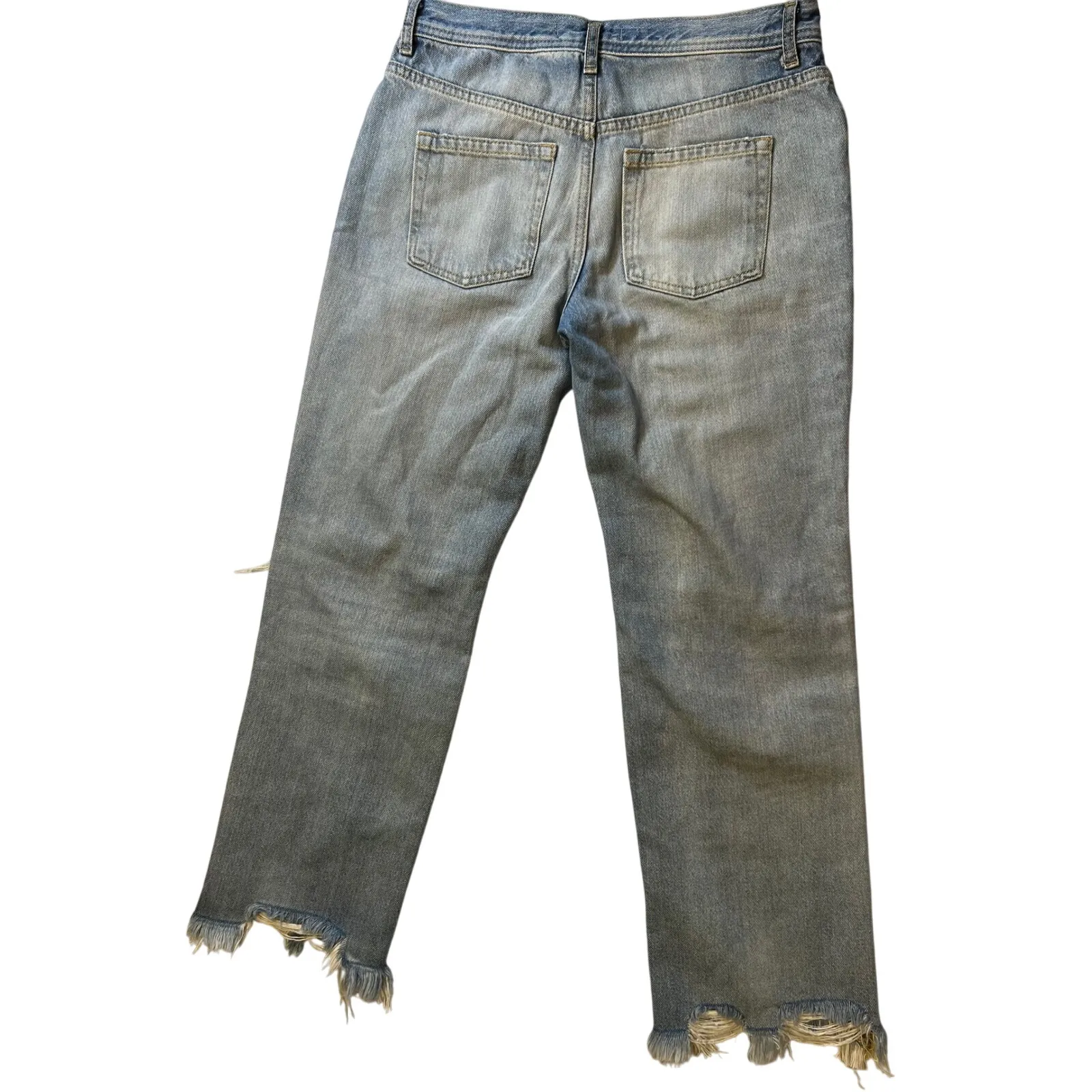 We The Free Distressed Jeans Ripped Frayed Hem Button Fly‎ Light Wash Size 26 - Image 2