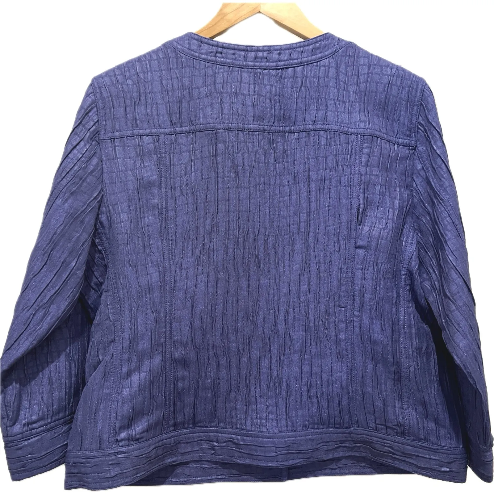 RUBY RD Women's Purple Jacket Sz 12 Linen Blend Textured Fabric Pockets Boho - Image 8