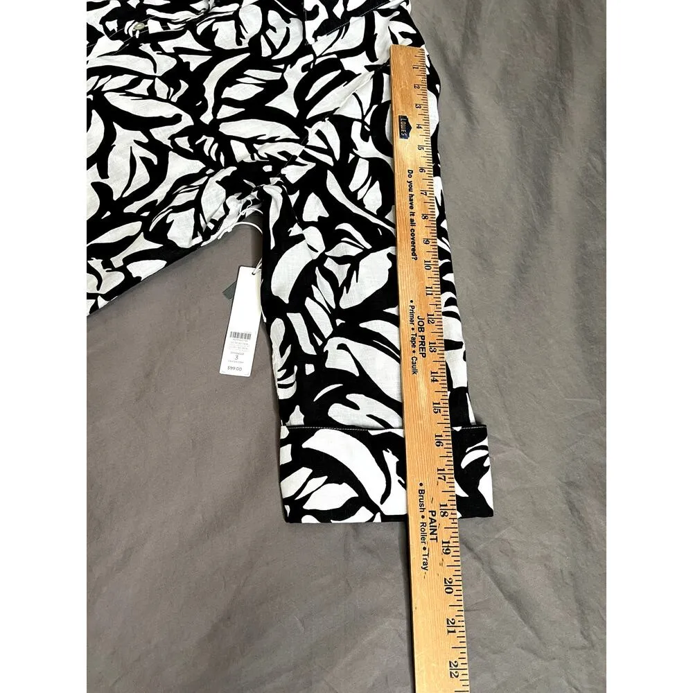 Chio's womens size 3 INked Leave shirt 100% non-iron linen white/black - Image 5