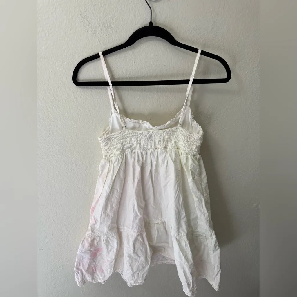 Frankie’s Bikinis Baby Embroidered Mini Dress Pink & Yellow Tie Dye Size L - Image 5