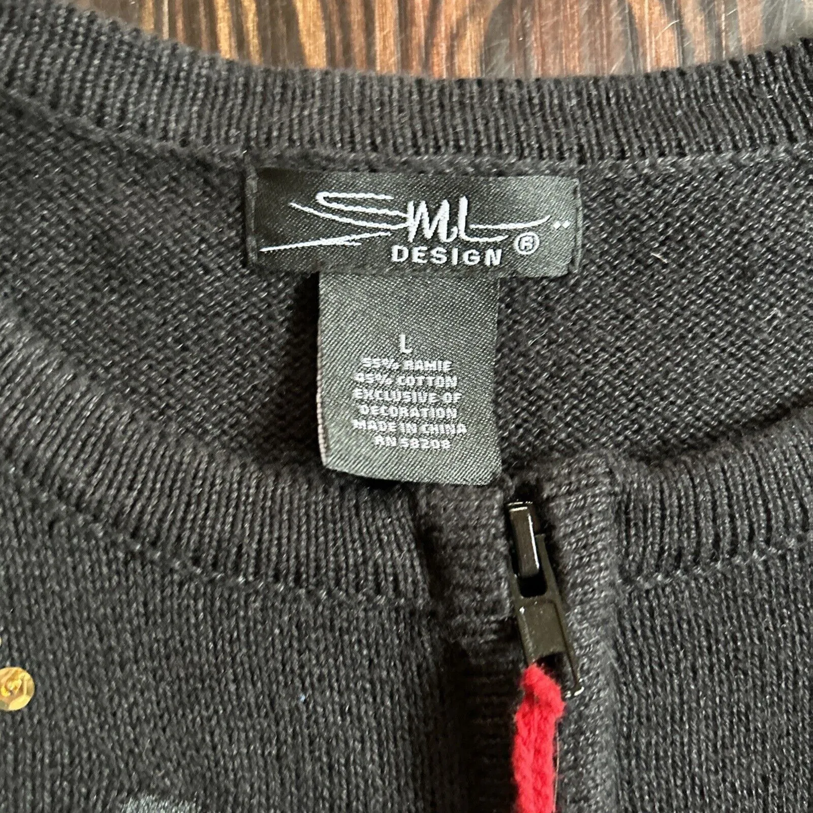 Vtg ML Design Sweater Size L Black Christmas Cardigan Winter Snowman Zip Size L - Image 6