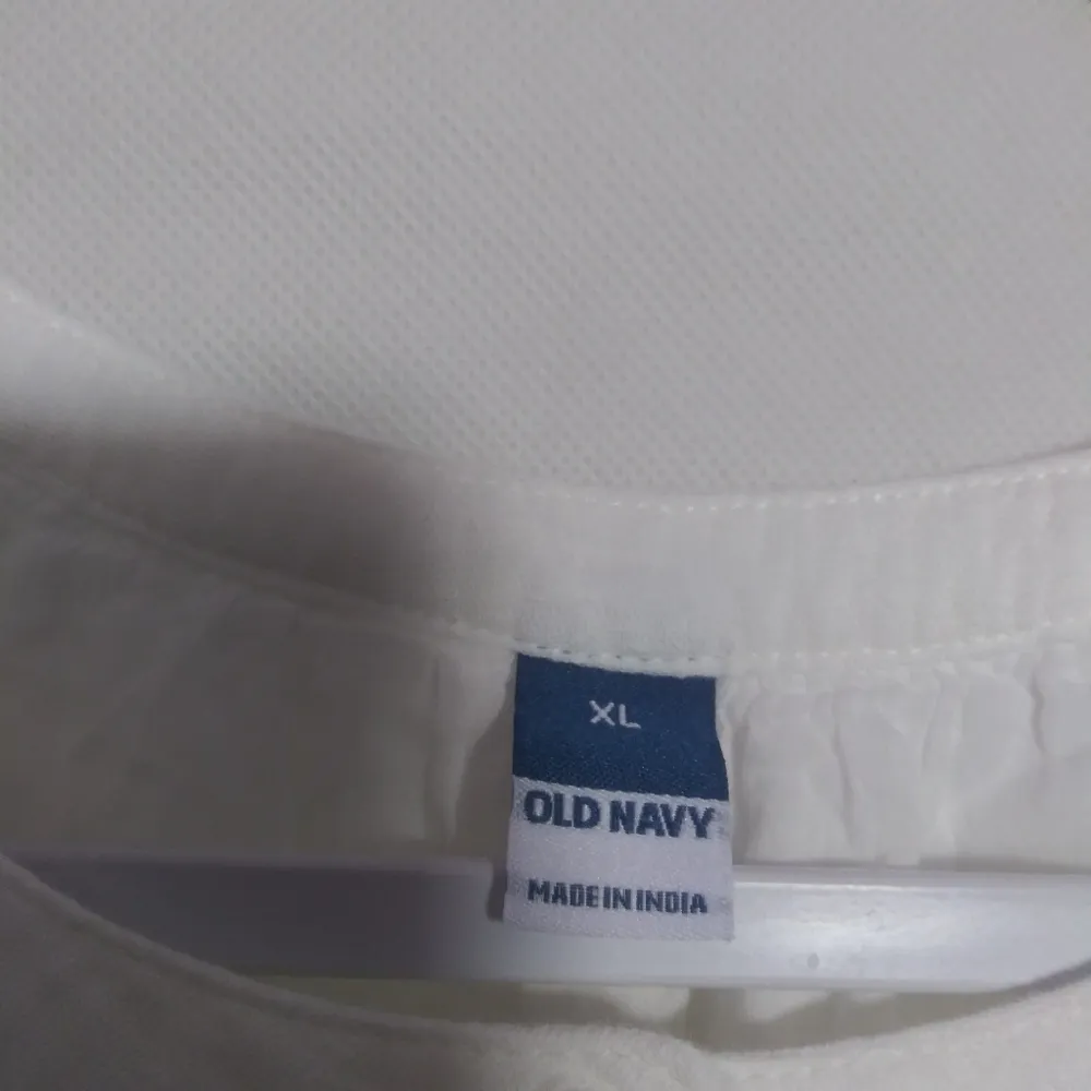 Old Navy Waist-Defined Puff-Sleeve Mini Poet Dress White Lilies Slub Gauzy SZ XL - Image 7