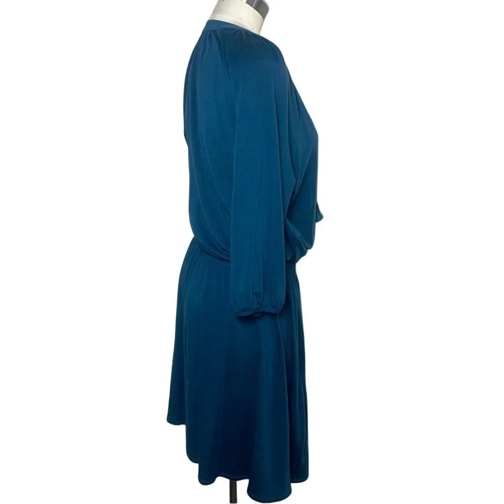 Garnet Hill Teal Tencel Dress M | Quiet Luxury Boho‎ Chic | Tassel Tie Style - Image 3