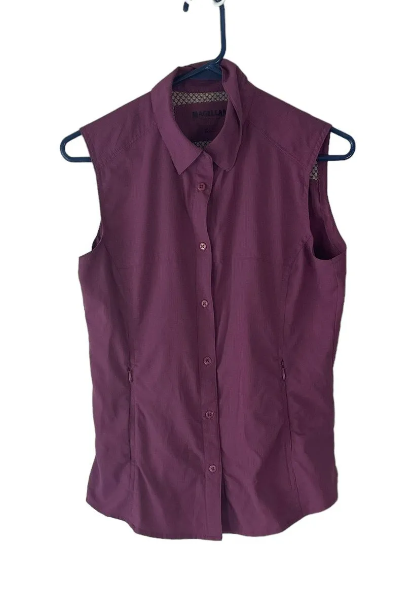Magellan Women's Size Small Purple Sleeveless Outdoor Button Up Top - Image 1