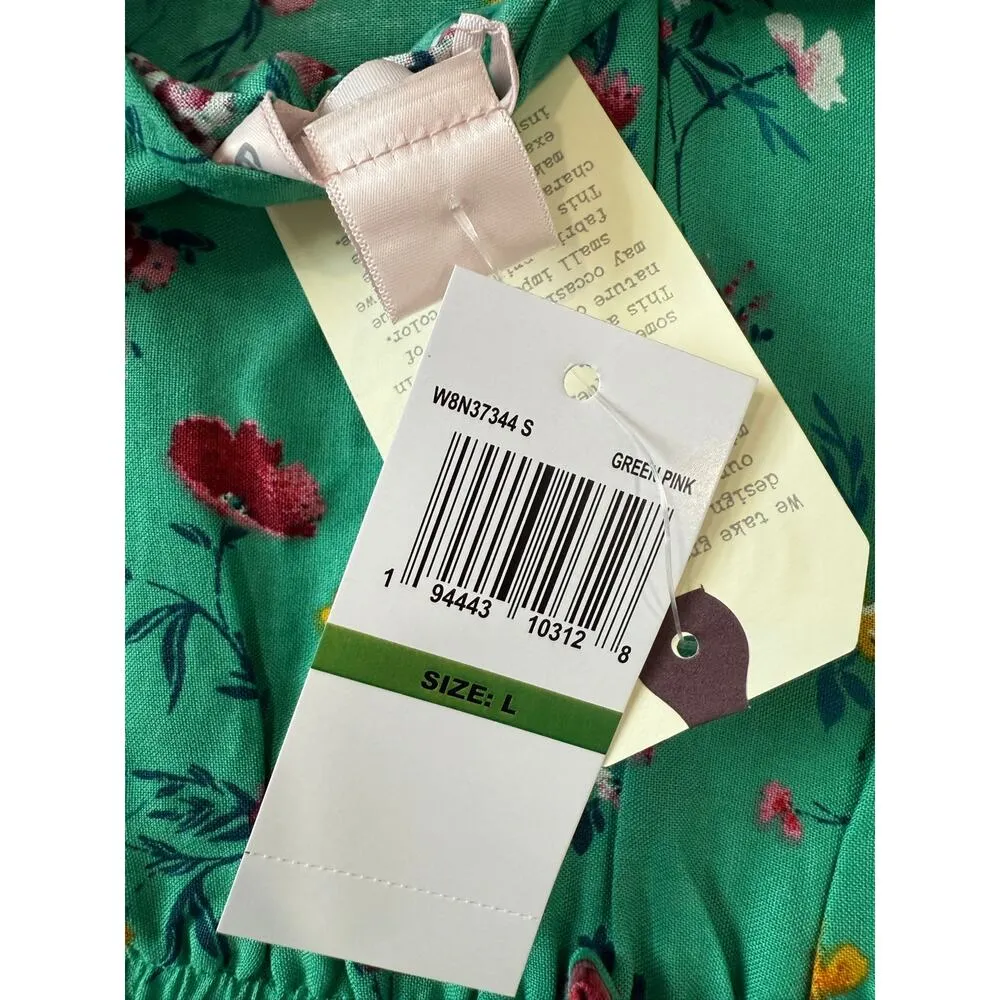 B.O.G Collective Boho Vacation Girly Tiered Tie Back Green Mini Dress Large - Image 3