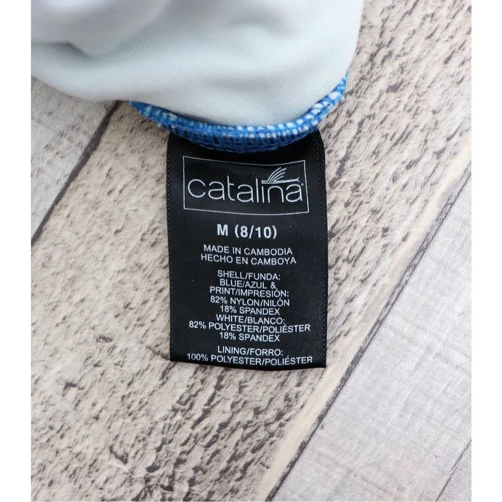 Catalina Side Band Racerback Blue 1pc Swimsuit Moderate Coverage MEDIUM Vacation - Image 3