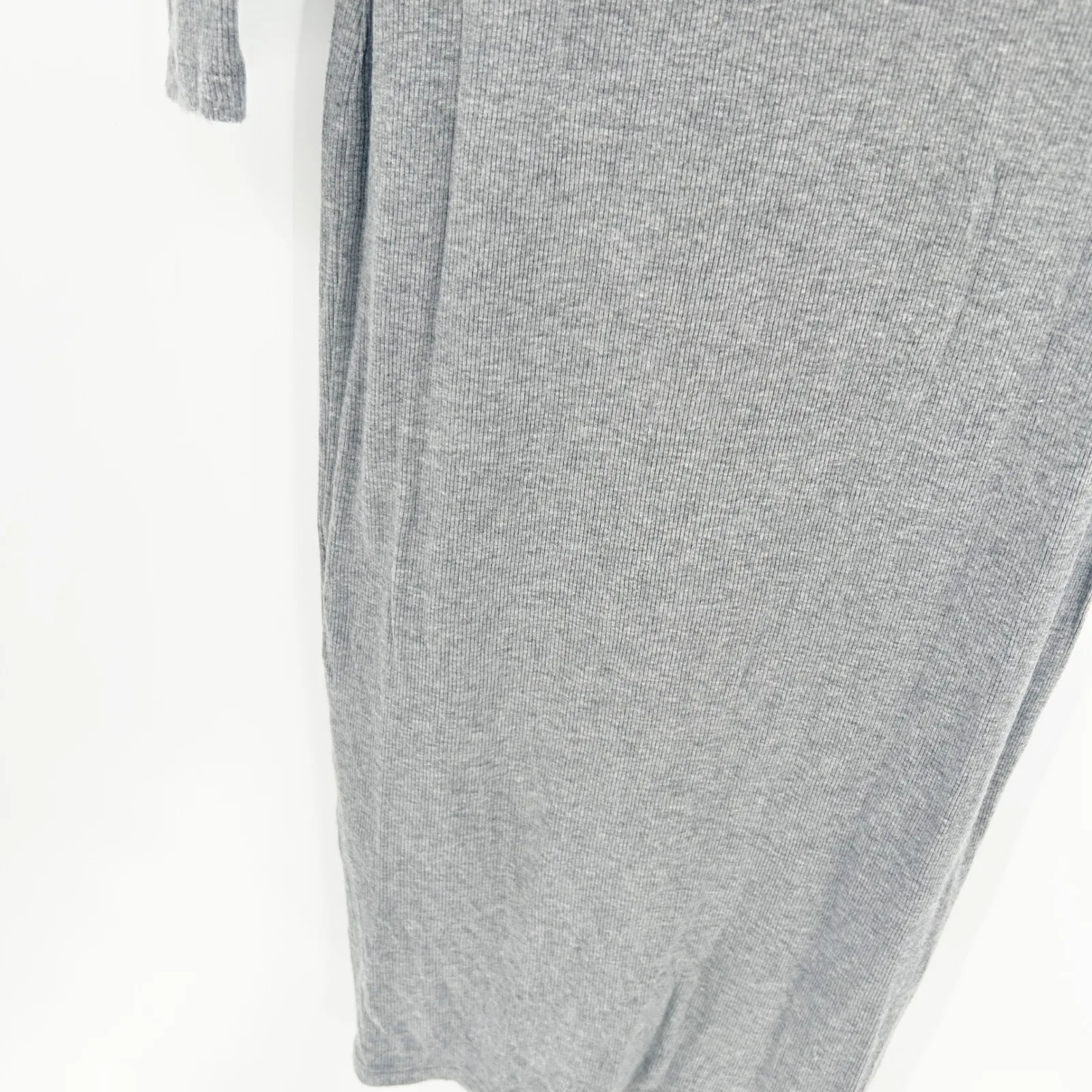 Quince Womens Soft Tencel Rib Knit Long Sleeve Midi Lounge Dress Size XS Gray‎ - Image 5
