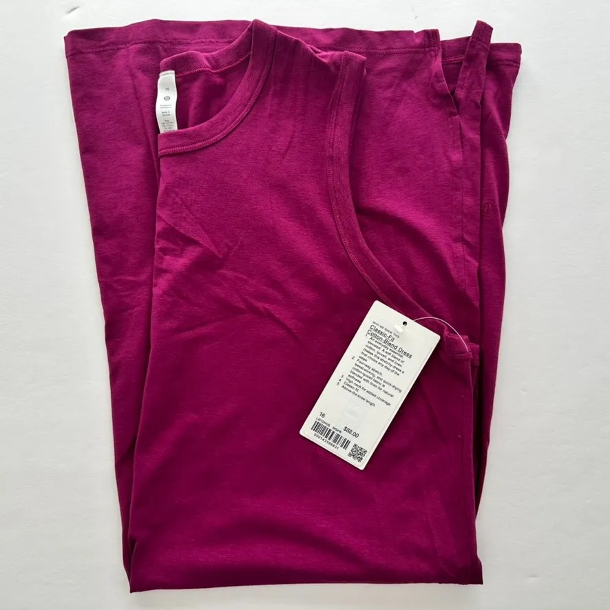 Lululemon Classic-Fit Cotton-Blend Dress Magenta Purple NEW Size 16 Loose Fit - Image 3