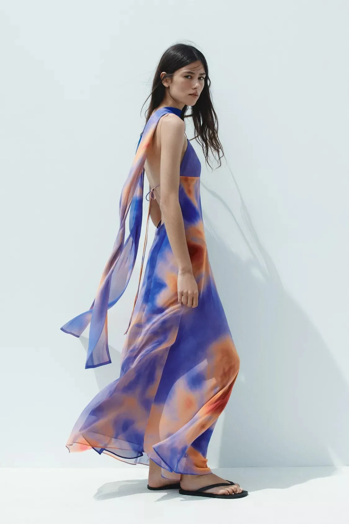 Zara Vibrant Multicolor Maxi Dress halter scarf flowy bodycon evening party  - Image 6