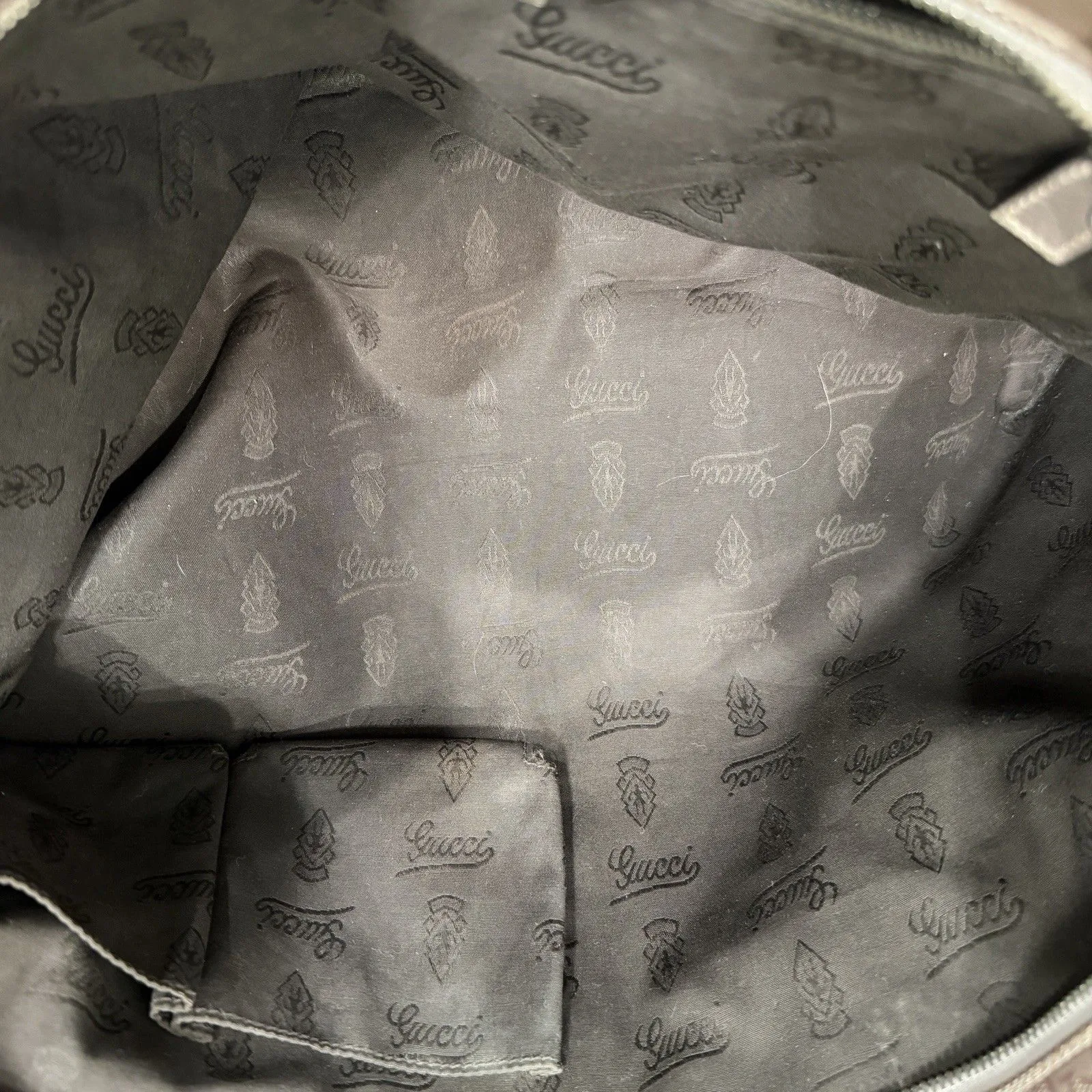 Authentic GUCCI GG Imprime Handbag Tote & Dustbag-Metallic Bronze-Excellent Cond - Image 8