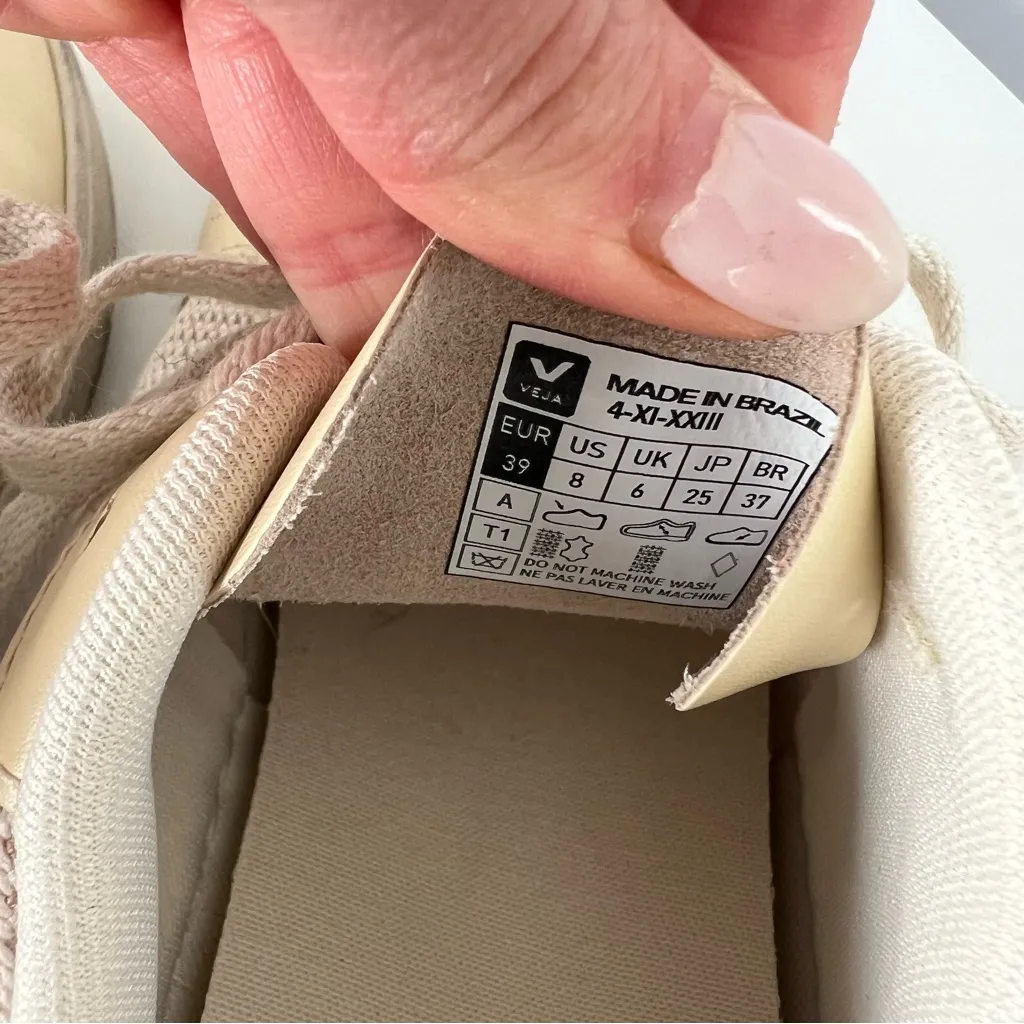 Veja V-10 J Mesh Sneakers in Jute White & Yellow - Image 5