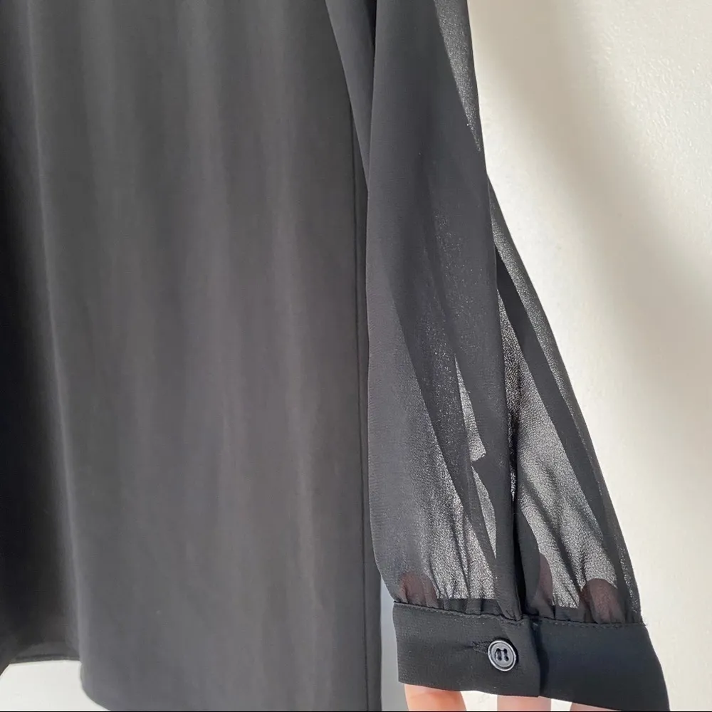 NWT CREMIEUX Black Shift Sheer Sleeves Leather 2 - Image 3