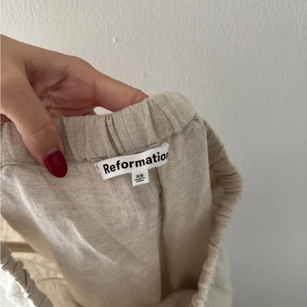 REFORMATION Ethan Linen Tan Pants XS - Image 4