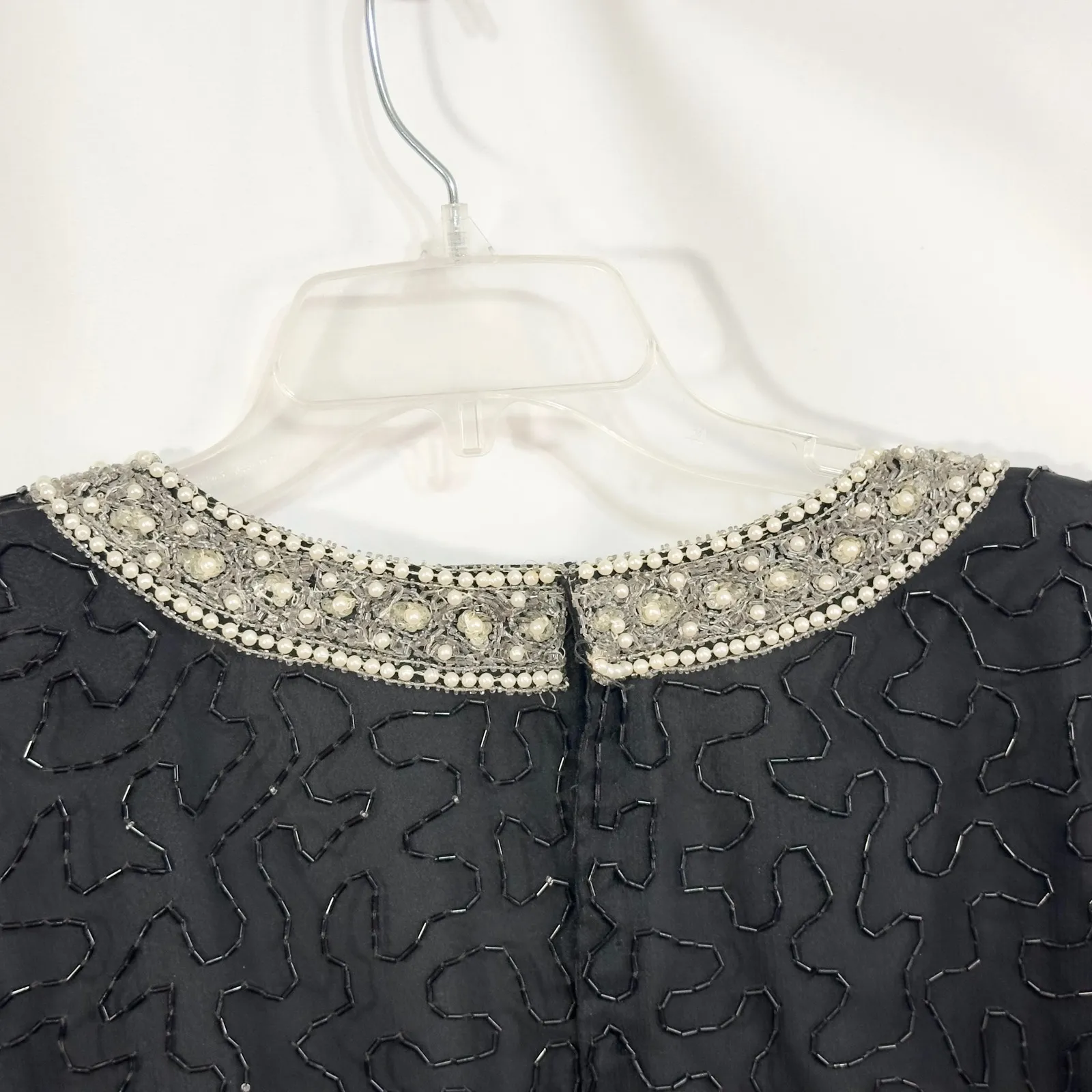 VTG Laurence‎ Kazar Plus Size 1X Beaded Top Party Cocktail Blouse Black 749 - Image 9