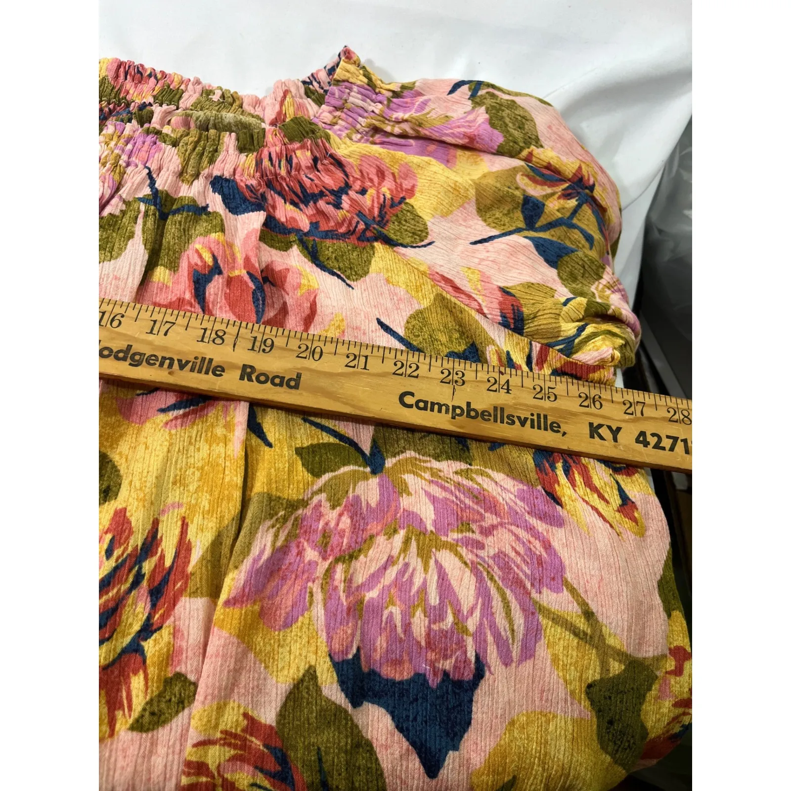 Terra Sky Women Floral Print Rayon Boho Smocked Neck Blouse Flowy Plus Size 1X Pink - Image 8